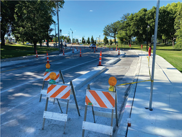In-street protected bike lane