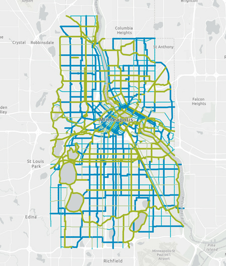Map of the All Ages and Abilities Bikeway Network