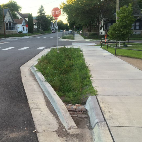 Example of installed green stormwater infrastructure: Bump-out Bioretention