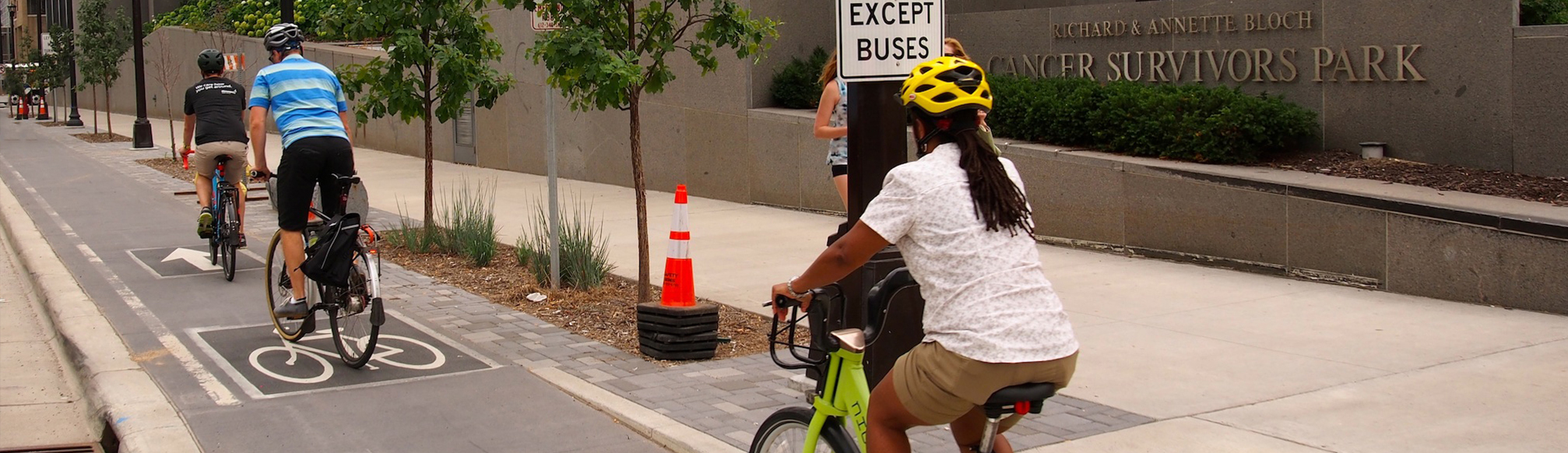 Sidewalk level protected lane